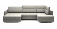Canapé d’angle convertible BERTHO 306 cm gris – Angle gauche avec coffre 