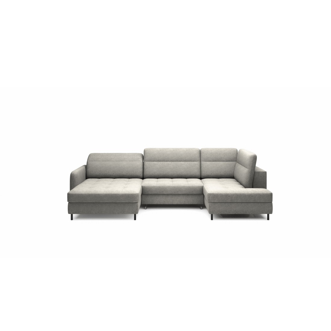 Canapé d’angle convertible BERTHO 306 cm gris – Angle gauche avec coffre 