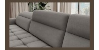 Canapé d’angle convertible BERTHO 306 cm gris – Angle gauche avec coffre 