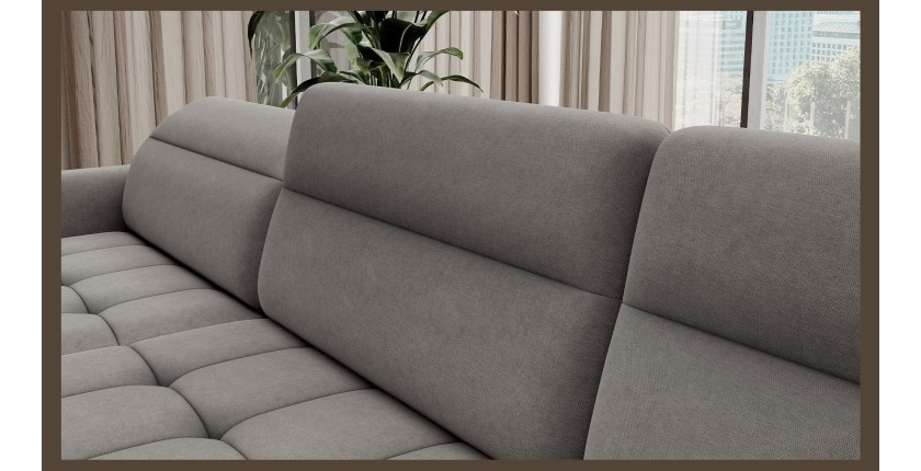 Canapé d’angle convertible BERTHO 306 cm gris – Angle gauche avec coffre 