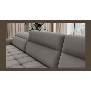 Canapé d’angle convertible BERTHO 306 cm gris – Angle gauche avec coffre 