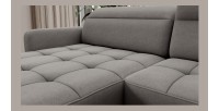 Canapé d’angle convertible BERTHO 306 cm gris – Angle gauche avec coffre 