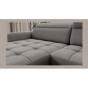 Canapé d’angle convertible BERTHO 306 cm gris – Angle gauche avec coffre 