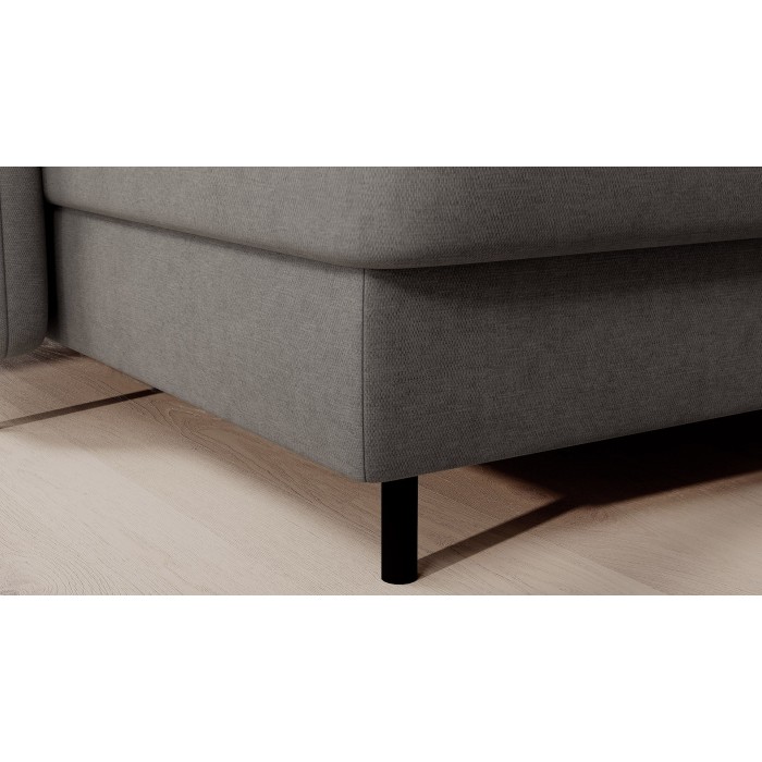 Canapé d’angle convertible BERTHO 306 cm gris – Angle gauche avec coffre 