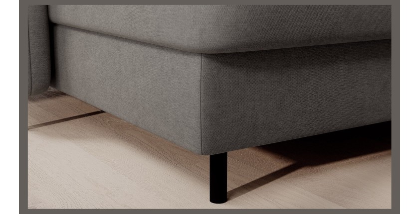Canapé d’angle convertible BERTHO 306 cm gris – Angle gauche avec coffre 
