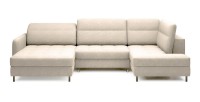 Canapé d’angle convertible BERTHO 306 cm beige – Angle gauche avec coffre 