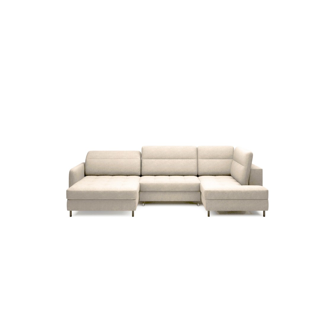 Canapé d’angle convertible BERTHO 306 cm beige – Angle gauche avec coffre 