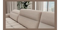 Canapé d’angle convertible BERTHO 306 cm beige – Angle gauche avec coffre 