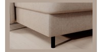 Canapé d’angle convertible BERTHO 306 cm beige – Angle gauche avec coffre 