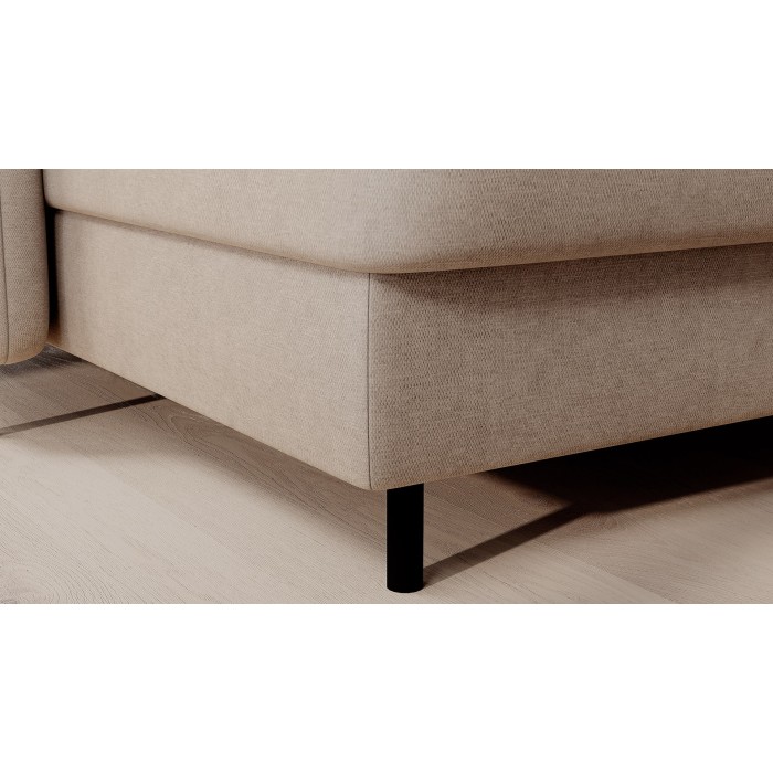 Canapé d’angle convertible BERTHO 306 cm beige – Angle gauche avec coffre 