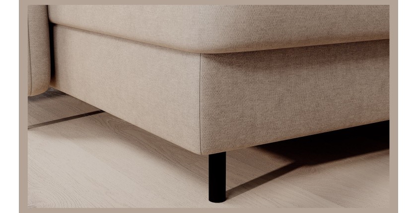 Canapé d’angle convertible BERTHO 306 cm beige – Angle gauche avec coffre 