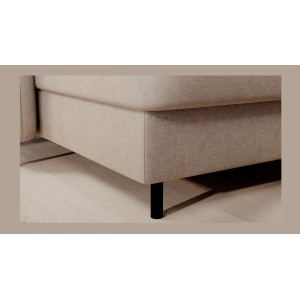 Canapé d’angle convertible BERTHO 306 cm beige – Angle gauche avec coffre 