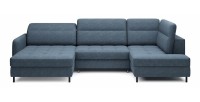 Canapé d’angle convertible BERTHO 306 cm bleu nuit – Angle gauche avec coffre 