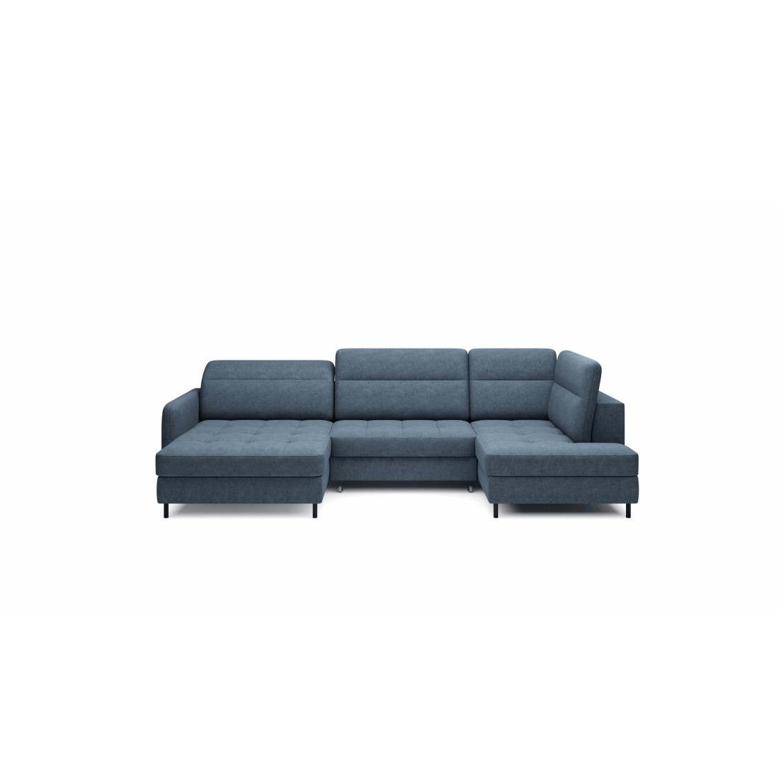 Canapé d’angle convertible BERTHO 306 cm bleu nuit – Angle gauche avec coffre 