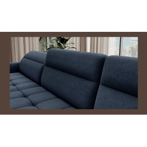Canapé d’angle convertible BERTHO 306 cm bleu nuit – Angle gauche avec coffre 