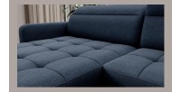 Canapé d’angle convertible BERTHO 306 cm bleu nuit – Angle gauche avec coffre 
