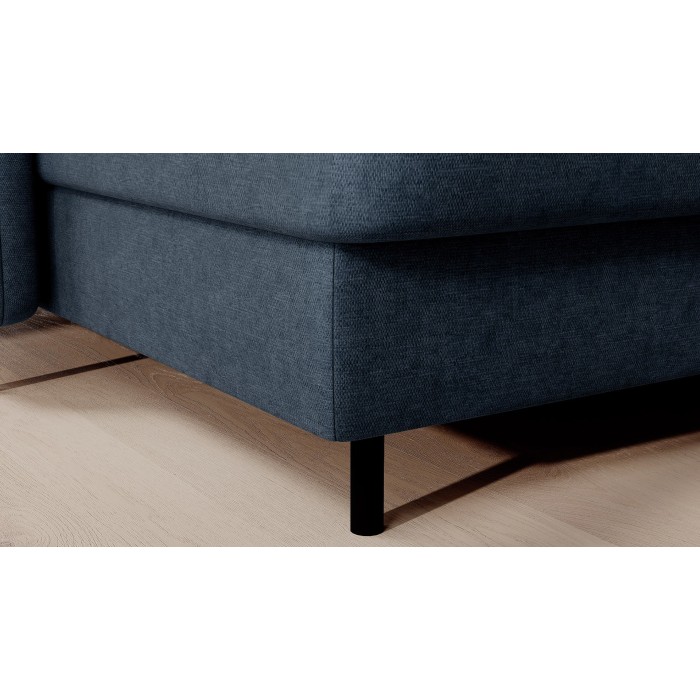 Canapé d’angle convertible BERTHO 306 cm bleu nuit – Angle gauche avec coffre 