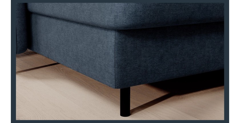 Canapé d’angle convertible BERTHO 306 cm bleu nuit – Angle gauche avec coffre 