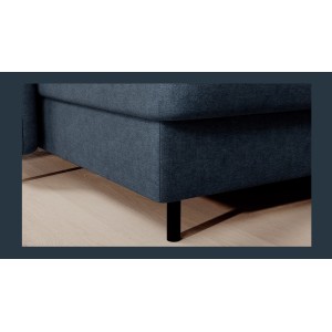 Canapé d’angle convertible BERTHO 306 cm bleu nuit – Angle gauche avec coffre 