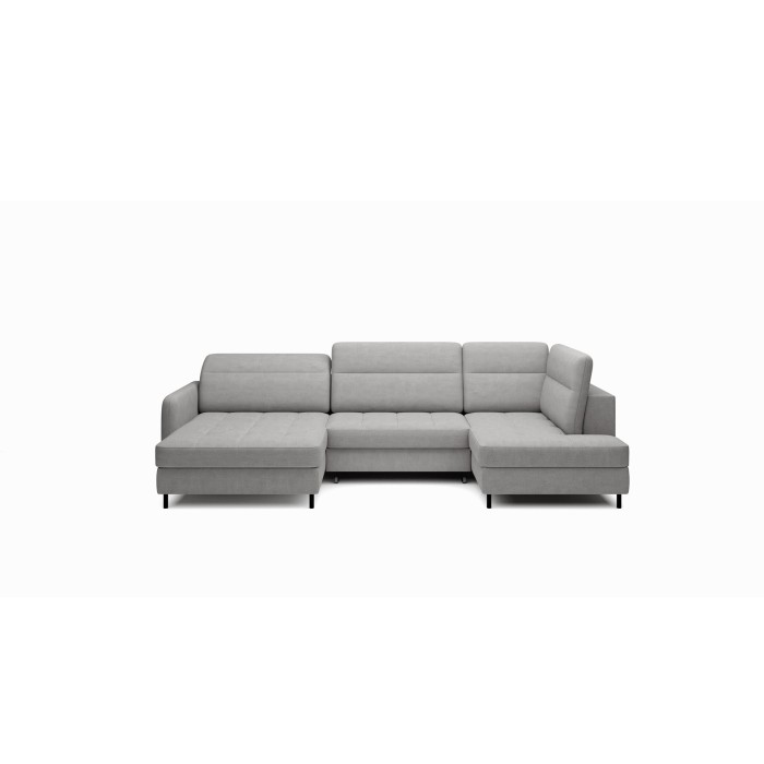 Canapé d’angle convertible BERTHO 306 cm gris foncé – Angle gauche avec coffre 