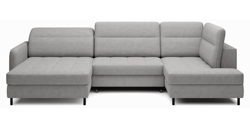 Canapé d’angle convertible BERTHO 306 cm gris foncé – Angle gauche avec coffre 