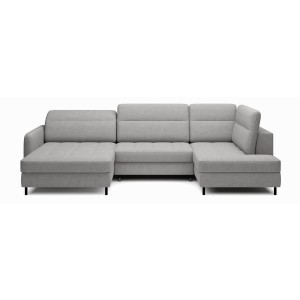 Canapé d’angle convertible BERTHO 306 cm gris foncé – Angle gauche avec coffre 