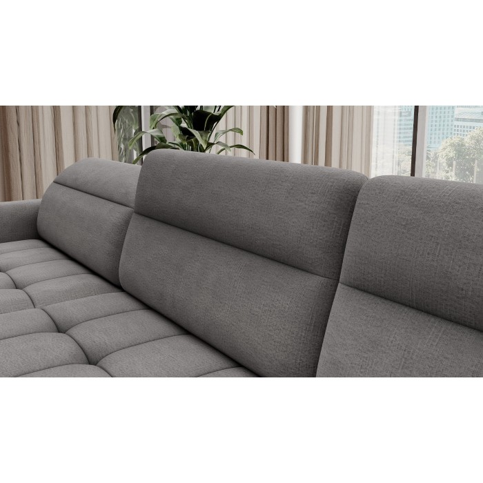 Canapé d’angle convertible BERTHO 306 cm gris foncé – Angle gauche avec coffre 