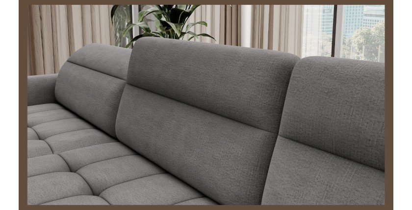 Canapé d’angle convertible BERTHO 306 cm gris foncé – Angle gauche avec coffre 