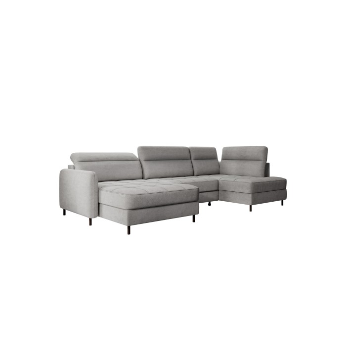 Canapé d’angle convertible BERTHO 306 cm gris foncé – Angle gauche avec coffre 