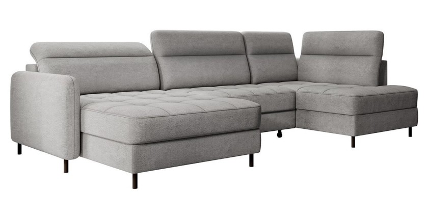 Canapé d’angle convertible BERTHO 306 cm gris foncé – Angle gauche avec coffre 