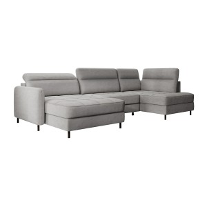 Canapé d’angle convertible BERTHO 306 cm gris foncé – Angle gauche avec coffre 