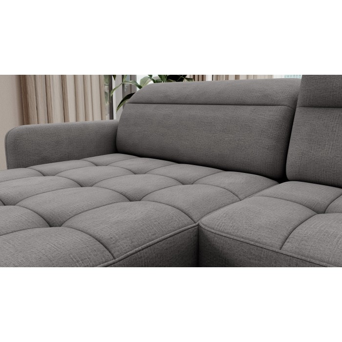 Canapé d’angle convertible BERTHO 306 cm gris foncé – Angle gauche avec coffre 