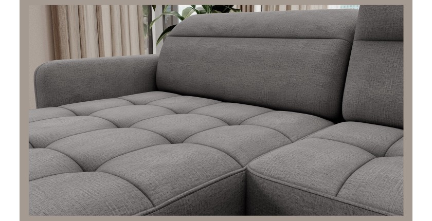 Canapé d’angle convertible BERTHO 306 cm gris foncé – Angle gauche avec coffre 