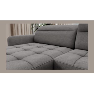 Canapé d’angle convertible BERTHO 306 cm gris foncé – Angle gauche avec coffre 