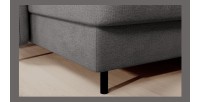 Canapé d’angle convertible BERTHO 306 cm gris foncé – Angle gauche avec coffre 