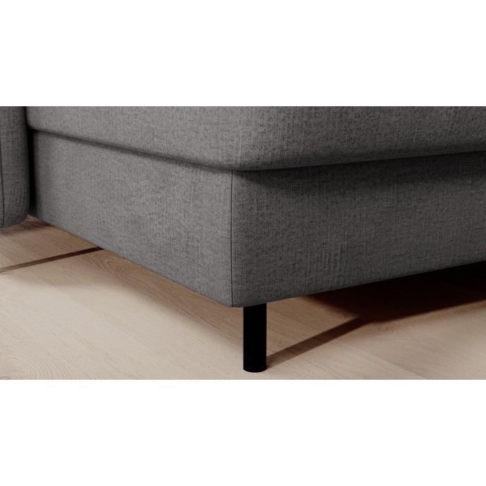 Canapé d’angle convertible BERTHO 306 cm gris foncé – Angle gauche avec coffre 