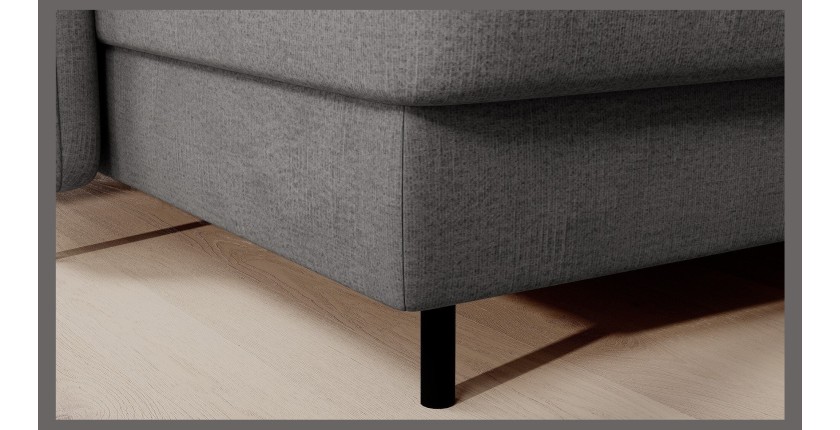 Canapé d’angle convertible BERTHO 306 cm gris foncé – Angle gauche avec coffre 