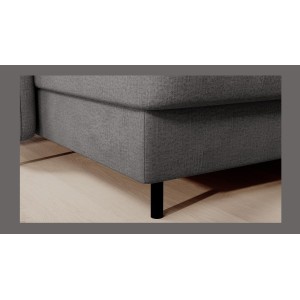 Canapé d’angle convertible BERTHO 306 cm gris foncé – Angle gauche avec coffre 