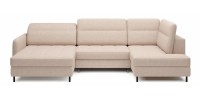 Canapé d’angle convertible BERTHO 306 cm beige crème – Angle gauche avec coffre 