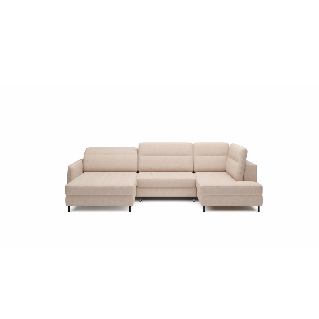 Canapé d’angle convertible BERTHO 306 cm beige crème – Angle gauche avec coffre 