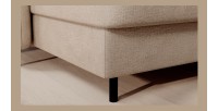 Canapé d’angle convertible BERTHO 306 cm beige crème – Angle gauche avec coffre 