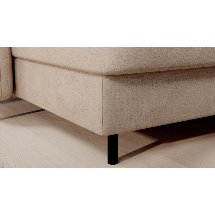 Canapé d’angle convertible BERTHO 306 cm beige crème – Angle gauche avec coffre 