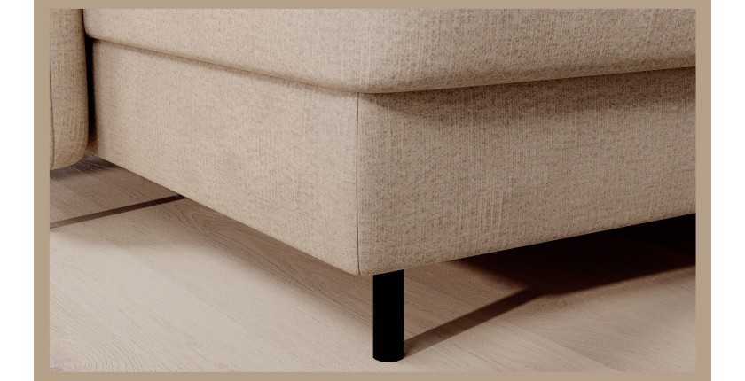 Canapé d’angle convertible BERTHO 306 cm beige crème – Angle gauche avec coffre 