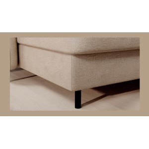 Canapé d’angle convertible BERTHO 306 cm beige crème – Angle gauche avec coffre 