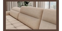 Canapé d’angle convertible BERTHO 306 cm beige crème – Angle gauche avec coffre 