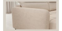Canapé d’angle convertible BERTHO 306 cm beige crème – Angle gauche avec coffre 