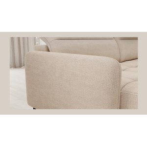 Canapé d’angle convertible BERTHO 306 cm beige crème – Angle gauche avec coffre 