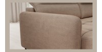 Canapé d’angle convertible BERTHO 306 cm marron clair – Angle gauche avec coffre 