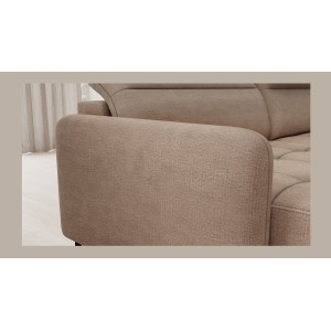 Canapé d’angle convertible BERTHO 306 cm marron clair – Angle gauche avec coffre 