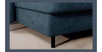 Canapé d’angle convertible BERTHO 306 cm bleu canard – Angle gauche avec coffre 